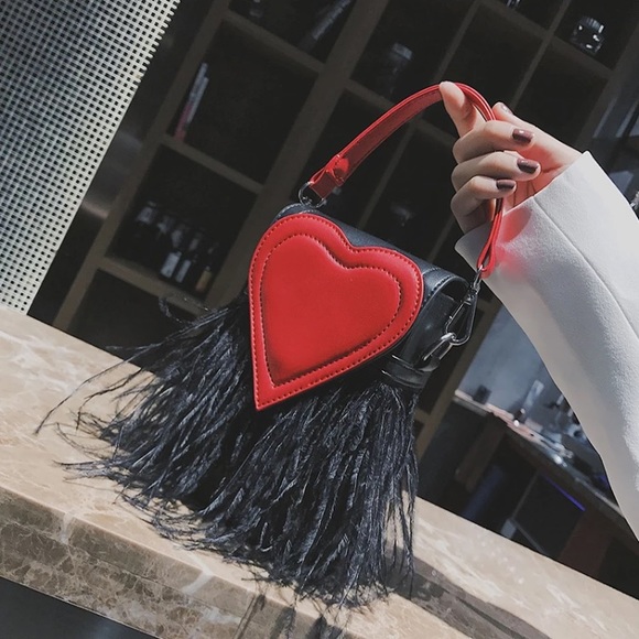 Handbags - Black and red heart shoulder bag